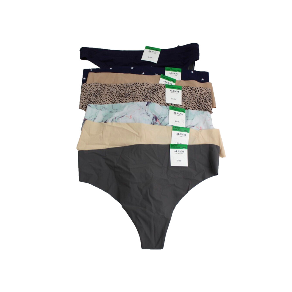 Lot of 7 Alfani Large Thong Panties Underwear Womens Beige Blue Black NEW